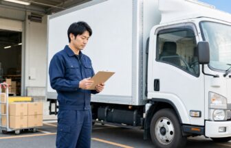 酒類配送の配属車両と運転免許条件を出発前に確認するドライバー