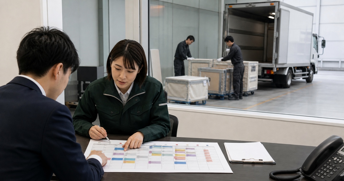 美術品輸送の始業時刻と休日を週間表で確認する応募者