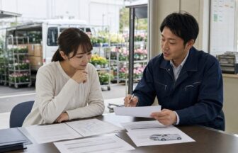 生花配送の求人票と車両条件を拠点で比較する応募者