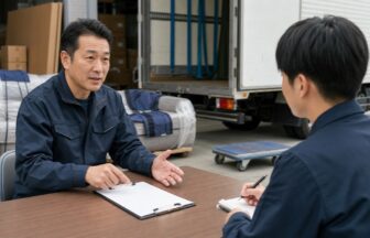 家具配送の面接で仕事内容を質問する応募者と担当者