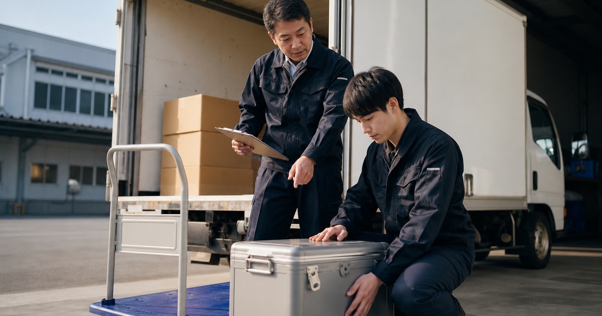 未経験者が医療機器配送の照合・積付け・運行を指導者と学ぶ