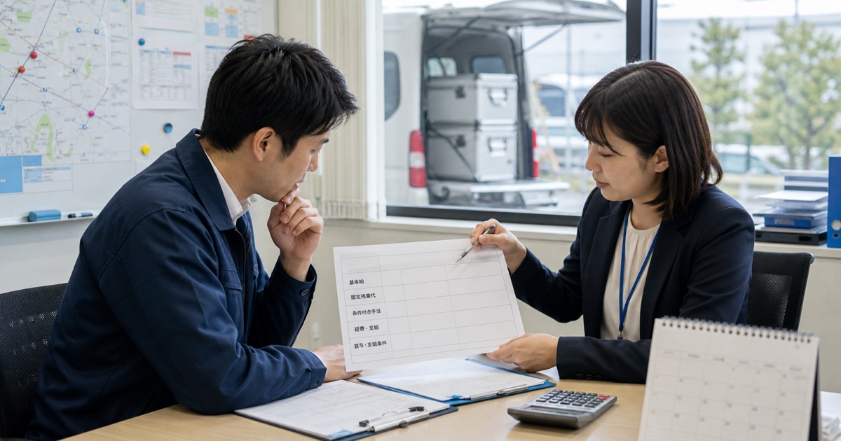 医療機器配送求人の基本給・固定残業代・手当・賞与条件を分けて確認する