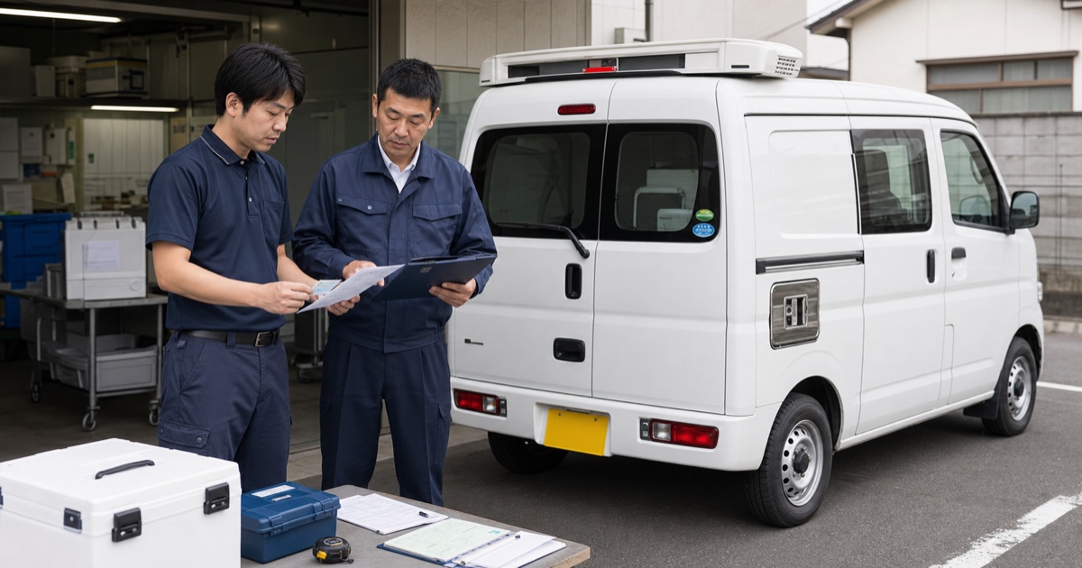 検体輸送の担当車両と免許・装備条件を配車前に確認する