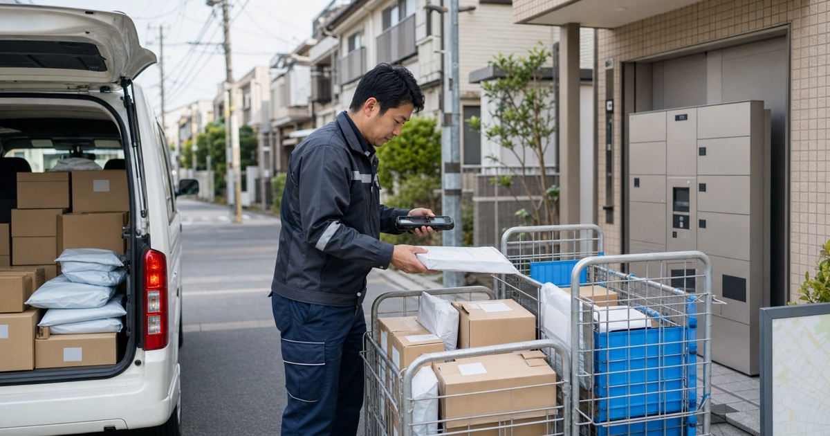 OA機器配送の技能台帳と次の役割を確認するドライバーと上司