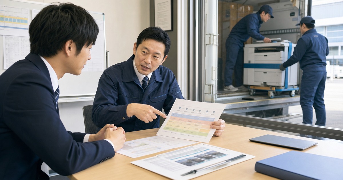 OA機器配送の工程と賃金項目を匿名資料で比較する応募者