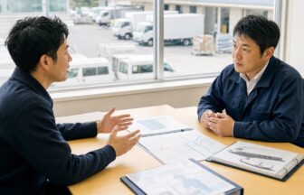 宅配便ドライバー面接で配達区域・勤務・給与条件を確認する応募者