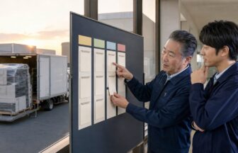宅配便ドライバーが住宅配送ルートの荷物と受取方法を確認する様子